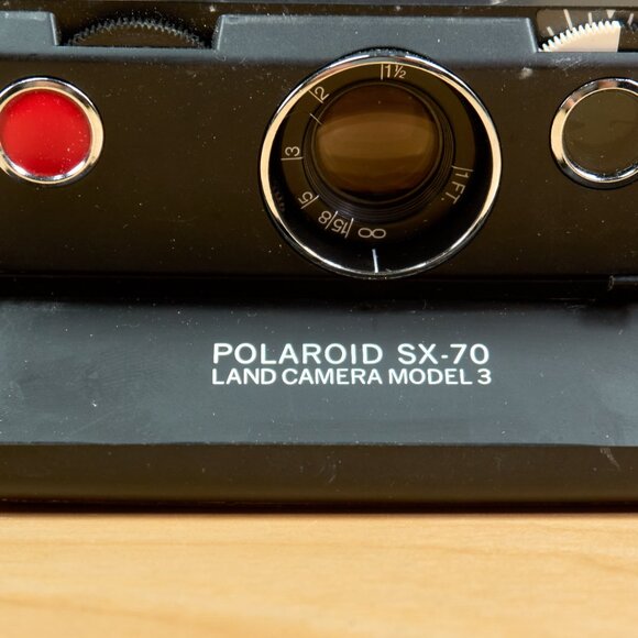 Vintage 70s Polaroid SX-70 Model 3 Land Camera, Black Body with Brown Leather - Picture 6 of 10